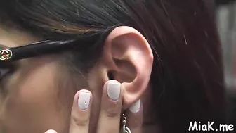 Busty Mia Khalifa undresses keeping silence in library