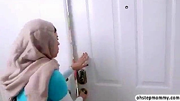Arab teen and stepmom satisfy guy's cock in threesome video
