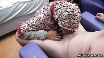Indonesian muslim in hijab blows cock and takes it from behind