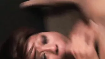 Hard cock intrudes into Asian woman's deep throat and finishes her conversation