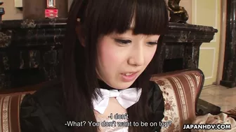 Teen Japanese maid in stripped panties and stockings plays with small vibrator Teen Japanese maid in stripped panties and stockings plays with small vibrator