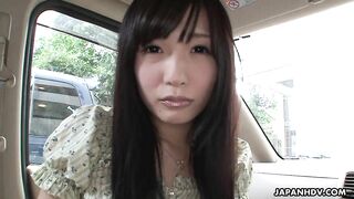 Sexy Japanese girl nudes tits and gives nice blowjob in parked car