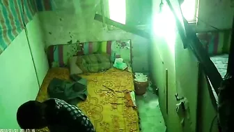 Hidden cam in Chinese secret, dirty and cold brothel films prostitute and poor client