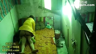Hidden cam in Chinese secret, dirty and cold brothel films prostitute and poor client