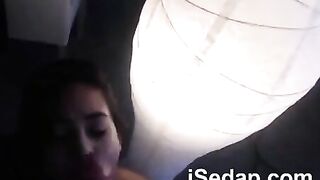 Comely Thai babe sucks guy's long cock on webcam