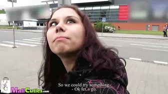 Teen chick has no money to by a T-shirt at mall but a stranger offers help for blowjob and pussy fucking Teen chick has no money to by a T-shirt at mall but a stranger offers help for blowjob and pussy fucking