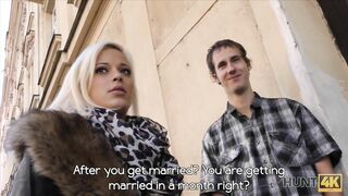 Groom watches his blonde bride Ria Sunn having sex with a stranger because they need money for wedding