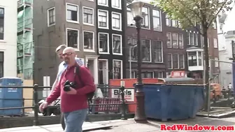 Foreign citizen fucks hooker in corset and erupts cum over small boobies