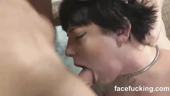 Bitch with saggy tits analyzed mercilessly after hard facefuck by two bulls Bitch with saggy tits analyzed mercilessly after hard facefuck by two bulls