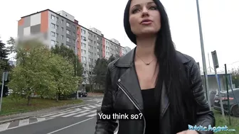 Hot brunette's bag is stolen but sex with crazy strange guy helps her to earn cash