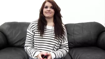 Agent fucked college girl and asked to push creampie out of vagina
