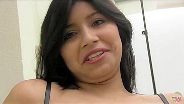 Latina fucked and swallowed jizz after short talk on camera