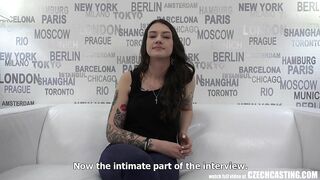 Sexy Czech babe with nice tattoos passes her first porn casting