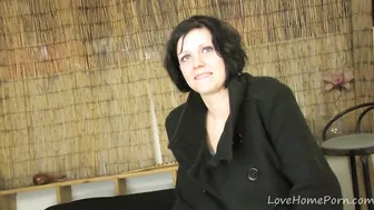 Hard cock stretches french brunette's pussy and cums on face