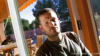 Man gives short interview and fucks two whores from France