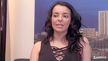 Busty French chick gives interview before hard analyzing
