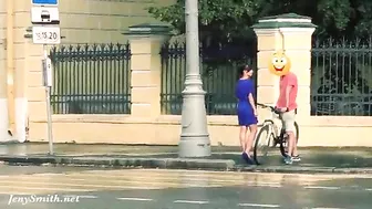 Funny flashing of nude American girl in Russian streets Funny flashing of nude American girl in Russian streets