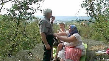 Old man, ugly fat granny and cute girl in crazy threesome vid