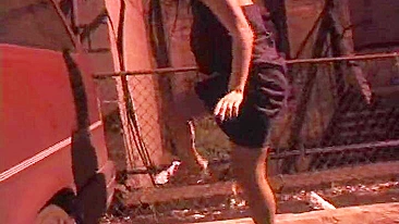 Public masturbation of dirty-minded street hooker