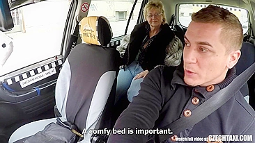 Old Czech lady isn't against of quick sex with young driver