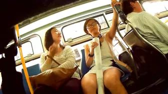 One more hot upskirt in public of young girls in cute panties