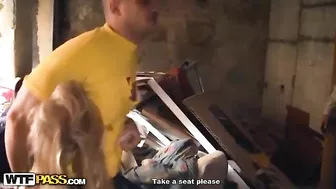 Helpless blonde teen gangbanged in abandoned building