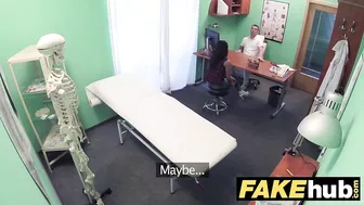 Brunette's orgasm problem solved by fake doctor's dick