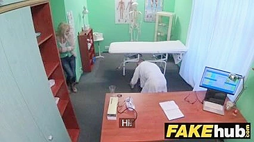 Czech fake hospital: doctor fucks blonde masseuse on couch