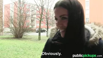 Beautiful brunette sucks and rides cock for good cash