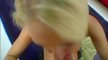 Stunning-hot blonde diligently sucks BF's cock in homemade POV