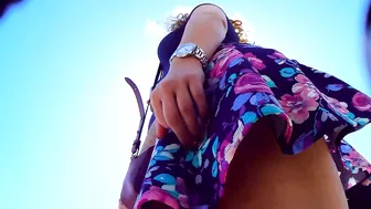 Friend films random girl's booties under skirts outdoors