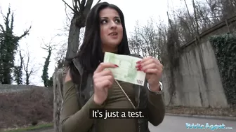 Brunette lets pickup artist fuck her for cash in public