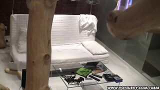 Puss watches porn and masturbates in front of hidden camera
