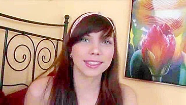 First time porn video of girl in headband ends with facial