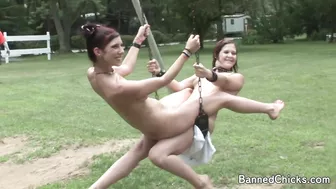 Dozens of nude teens and MILFs walking and posing in local park