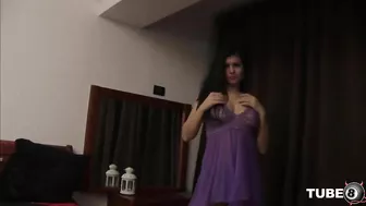 Bedroom posing and masturbation by brunette girlfriend Bedroom posing and masturbation by brunette girlfriend