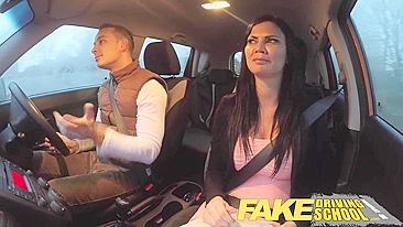 Busty driver teacher got cum cocktail into sweet pussy