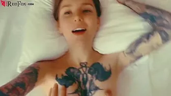 Tattooed porn model tastes XXX buddy's sperm after he cums on tummy Tattooed porn model tastes XXX buddy's sperm after he cums on tummy