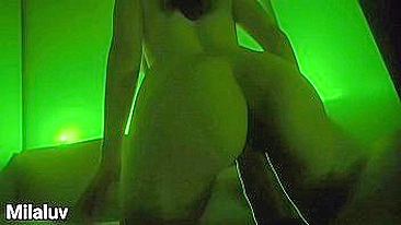 Horny porn partners practice reverse XXX riding in the green light