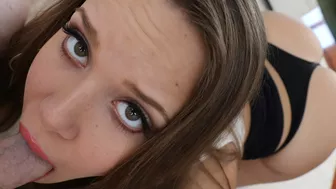 Young woman gives a XXX blowjob to the man who films the new oral porn