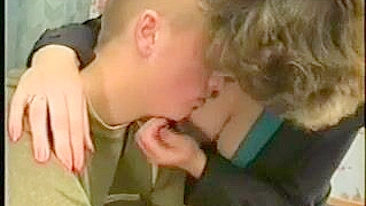 Strict woman with glasses punishes the silly son by incest sex