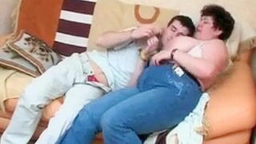Guy is very tired but the dark-haired mom manages to have incest sex