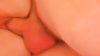 Sexy mom loves incest fucking by son who cums right over shaved pubis