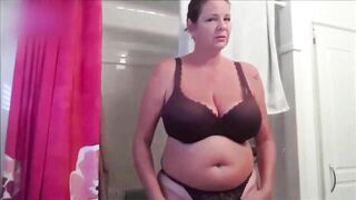 Big tit mom wants you to jerk off on her old body