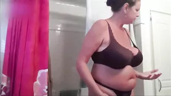 Big tit mom wants you to jerk off on her old body