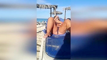 Mom masturbabe at the beach she behaves like a porn celeb