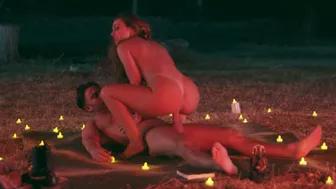 Naked chick rides and sucks huge XXX dick during outdoor ritual Naked chick rides and sucks huge XXX dick during outdoor ritual