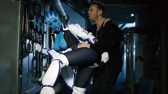 Anxious dude with a big throbbing cock fucks busty alien in standing position Anxious dude with a big throbbing cock fucks busty alien in standing position