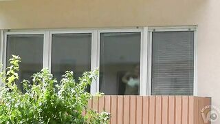 Spying on my hot neighbor she naked cleaning her house