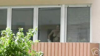 Spying on my hot neighbor she naked cleaning her house